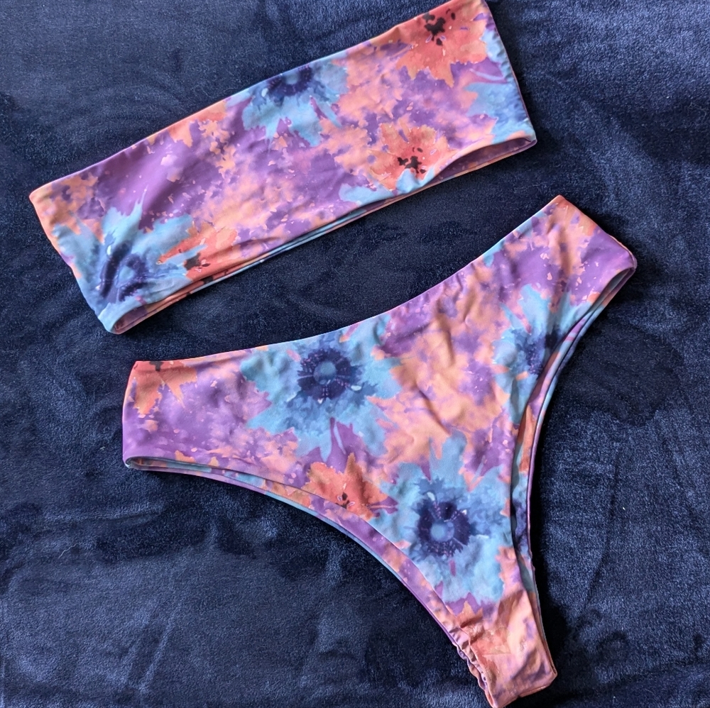 Zaful Pastel Tie-Dye Bikini Set